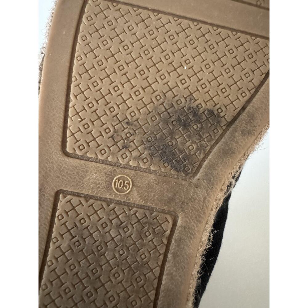 Tory Burch Espadrille Shoes Womens Size 10.5 Poppy Flats Black Canvas Logo - Picture 7 of 14